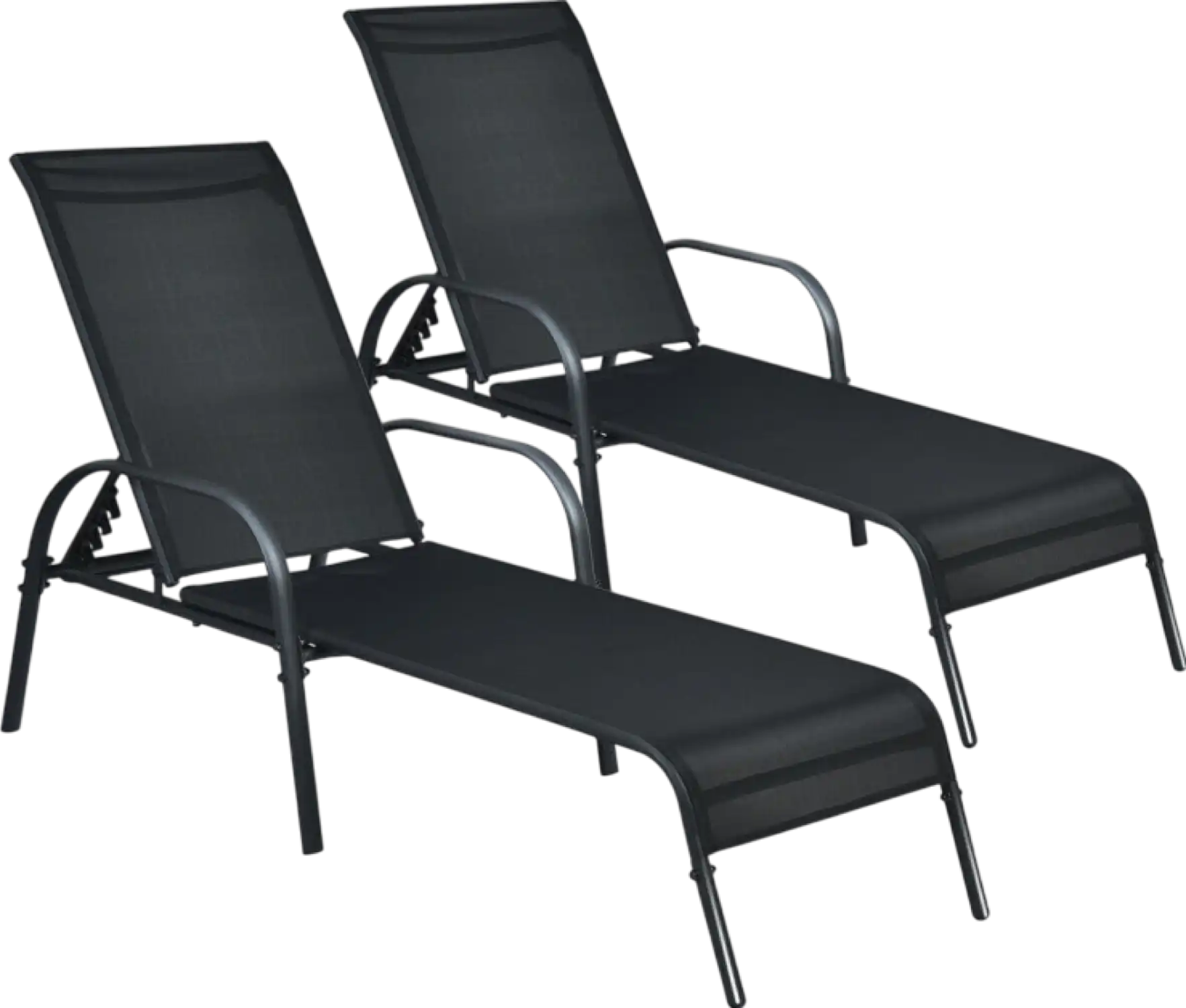 Costway Patio Furniture 2 PCS Outdoor Lounge Chair Chaise Fabric with Adjustable Backrest New
