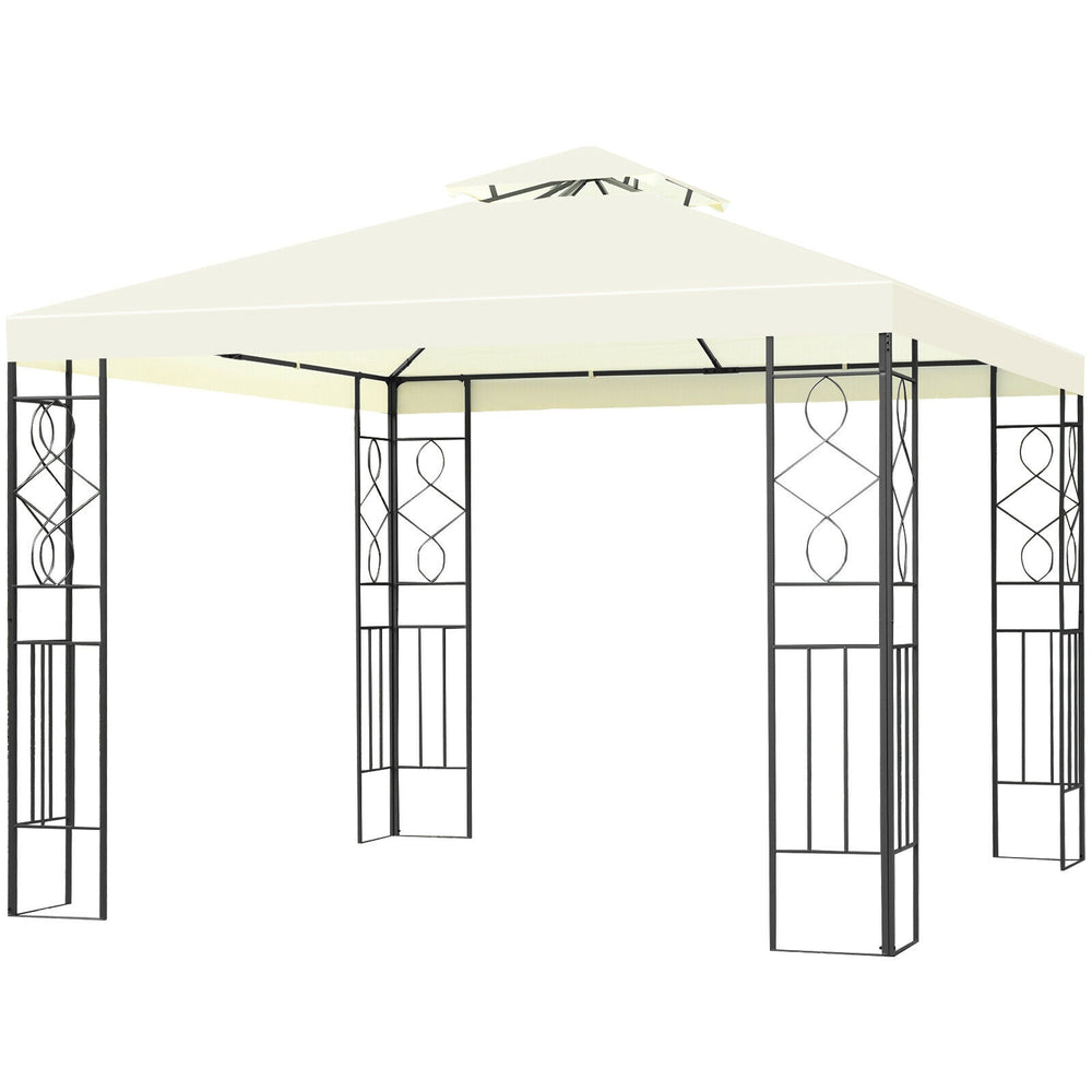 Patio gazebo canopy tent featuring a sturdy steel frame and elegant design, providing shelter for outdoor leisure.