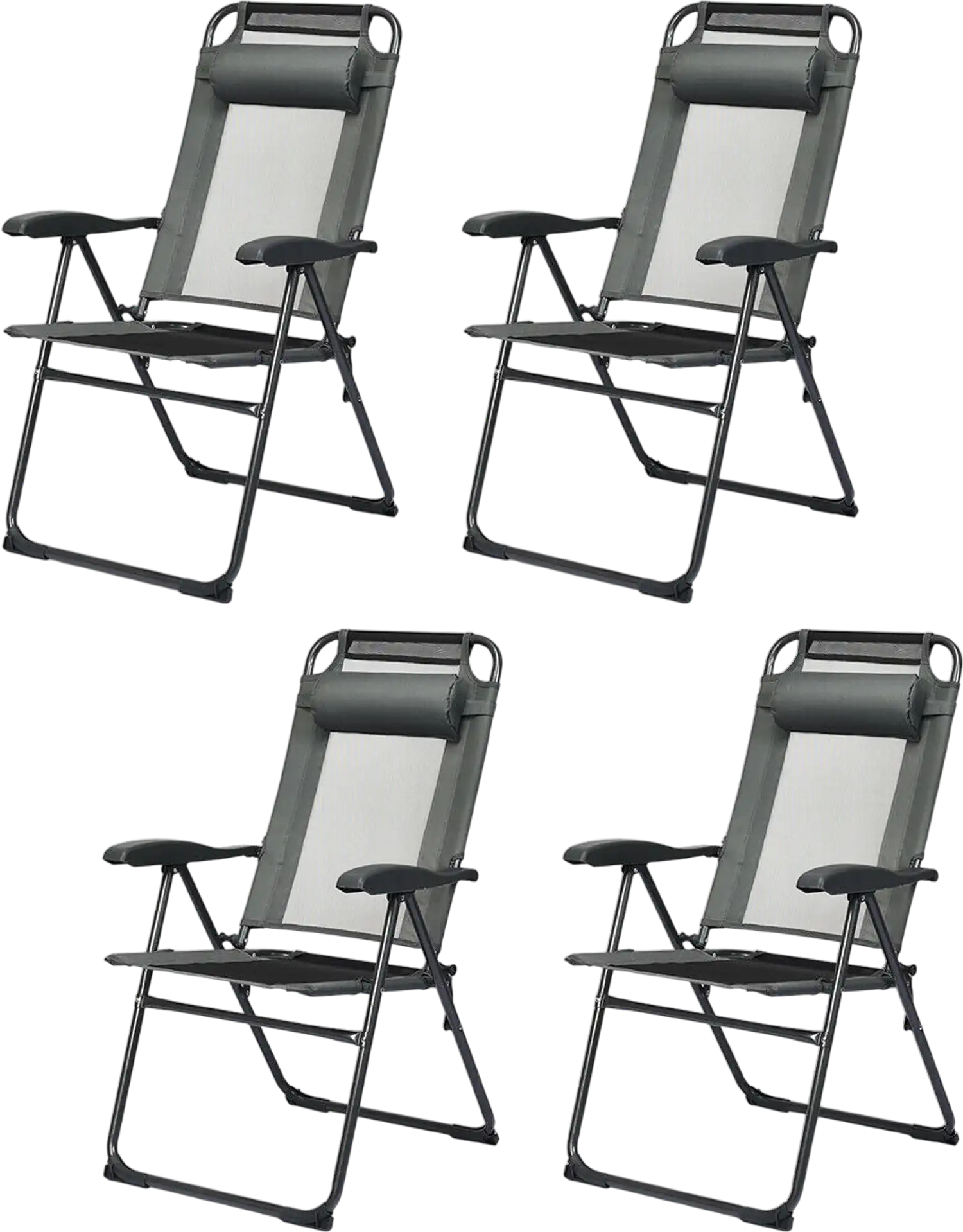 Costway 4-Piece Patio Garden Adjustable Reclining Folding Chairs with Headrests 27846931 New