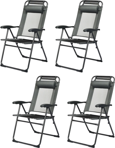 Costway 4-Piece Patio Garden Adjustable Reclining Folding Chairs with Headrests 27846931 New