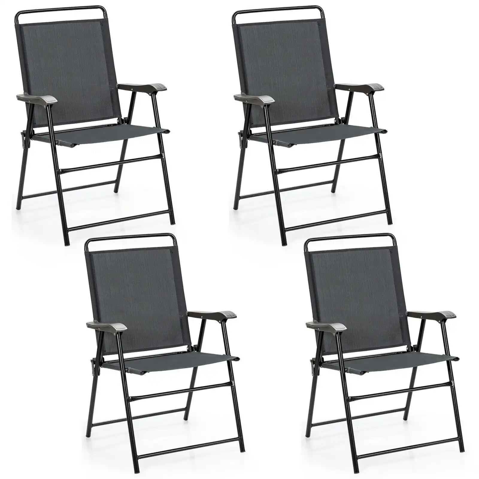 Costway 4-Pc Portable Outdoor Folding Chair with Armrest 36218574 New
