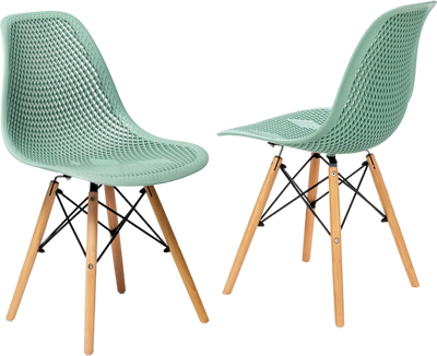 Costway Modern Plastic Dining Chair Set Wood Legs 69247850 New