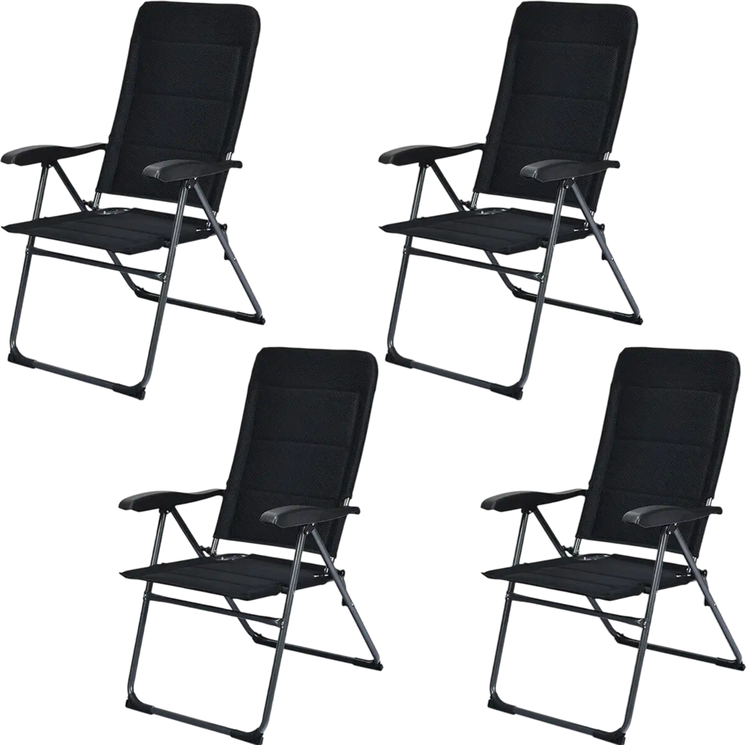 Costway Set of 4 Patio Folding Chairs Adjustable Backrests 54329718 New