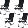 Set of 4 black patio folding chairs with adjustable backrest, made of steel and oxford fabric, ideal for outdoor use.