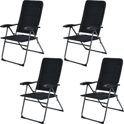 Costway Set of 4 Patio Folding Chairs Adjustable Backrests 54329718 New