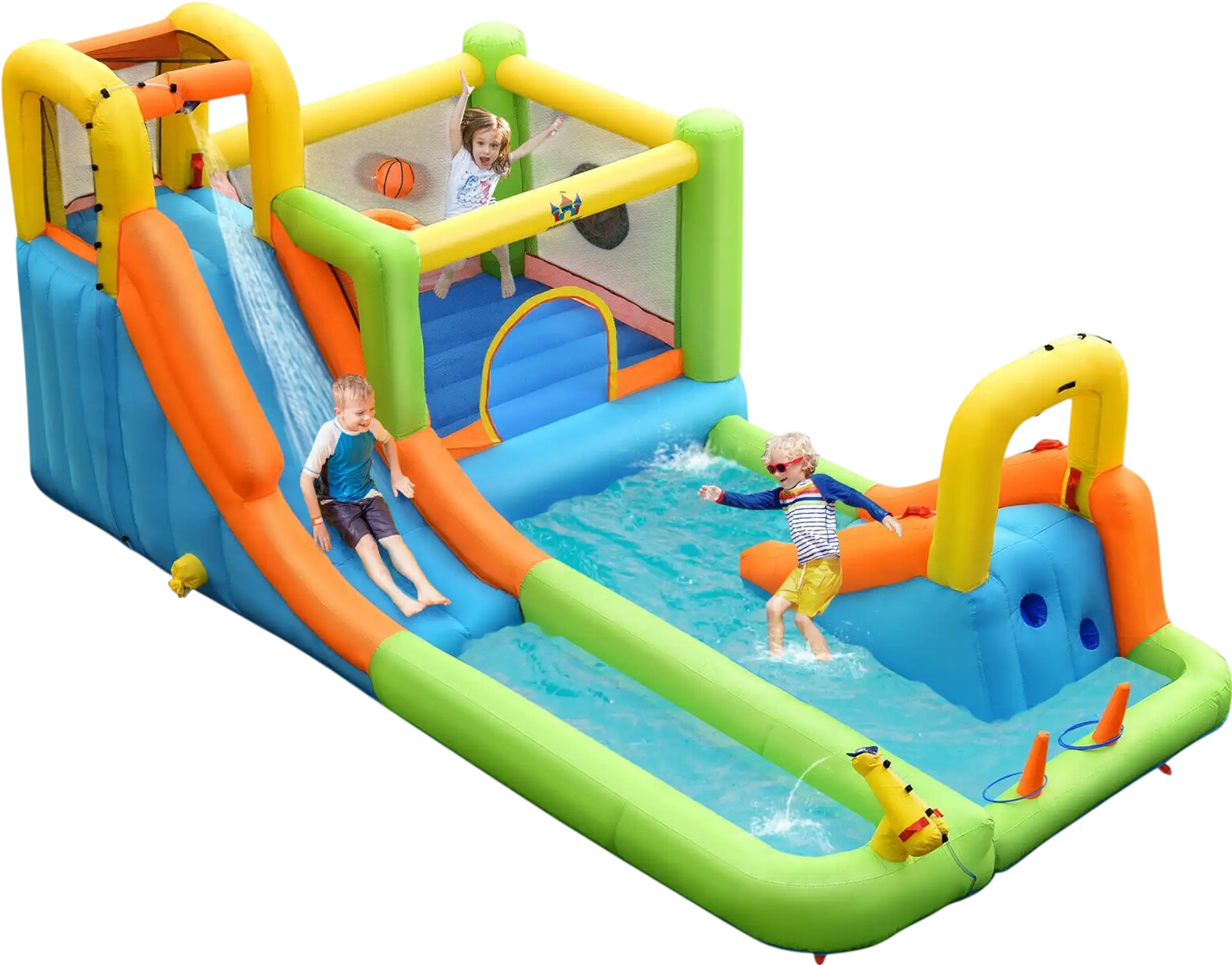 Costway 8-in-1 Inflatable Water Slide Park Bounce House 65047912 New