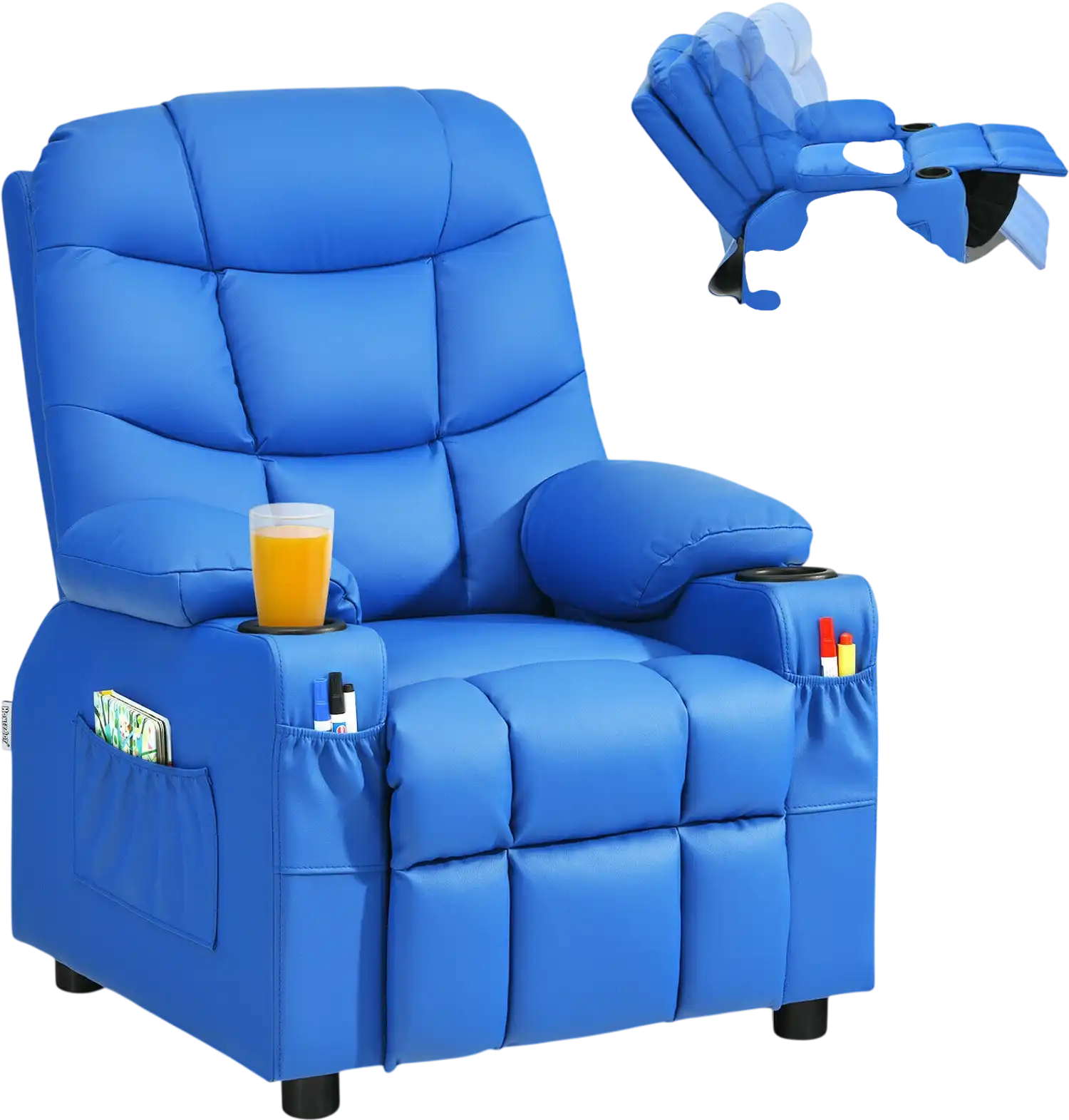 Costway Kids Recliner Chair w/ Cup Holder & Footrest 24639781 New