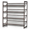 4-tier metal shoe rack with adjustable mesh shelves, ideal for organizing up to 16 pairs in entryways or hallways.