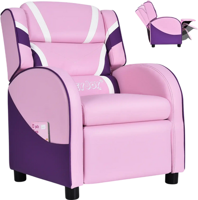 Costway Kids Leather Recliner Chair w/ Side Pockets 69458071 New