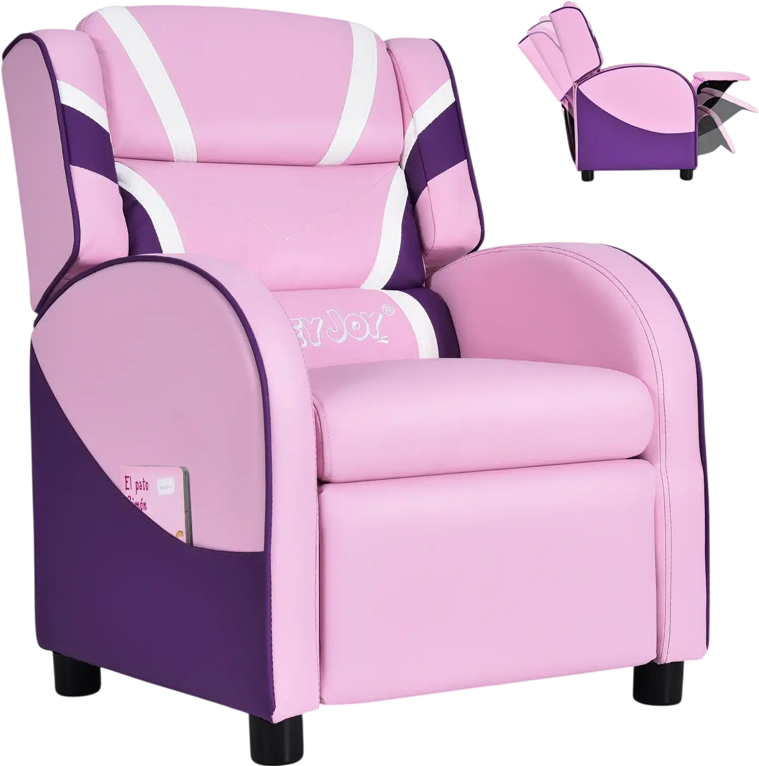 Costway Kids Leather Recliner Chair Side Pockets 69458071 New