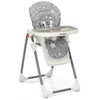 Folding baby high dining chair in gray with 6 height adjustments and removable soft cushion for comfortable feeding.