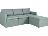 Convertible L-shaped sectional sofa in green with reversible chaise, featuring soft linen fabric and thick cushions for.