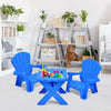 Blue 3-piece plastic children table and chair set, perfect for arts, crafts, and play in living room or nursery.