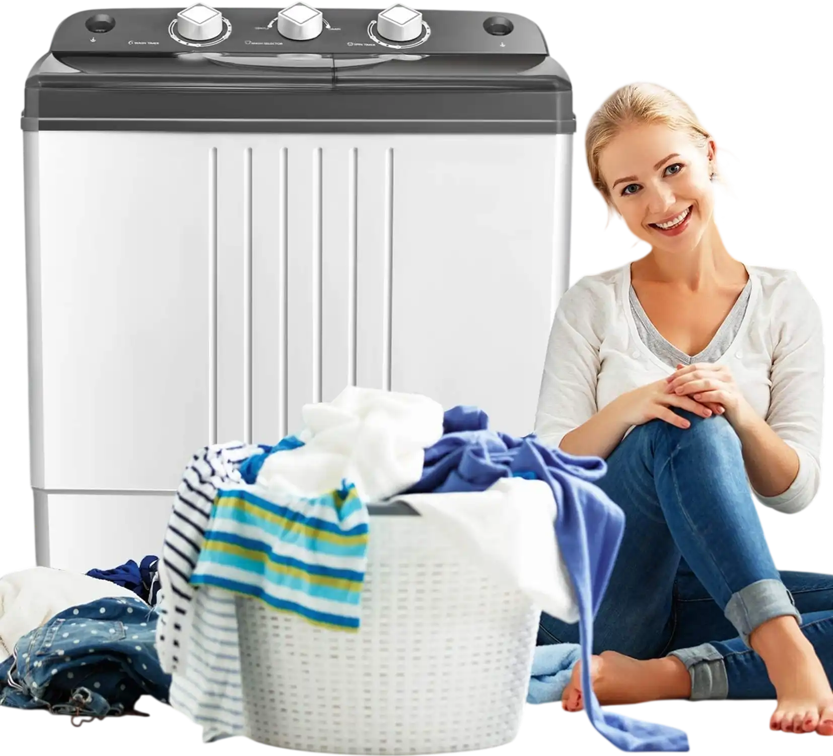 Costway Portable Twin Tub Washing Machine Dorm Apartment 93881307 New