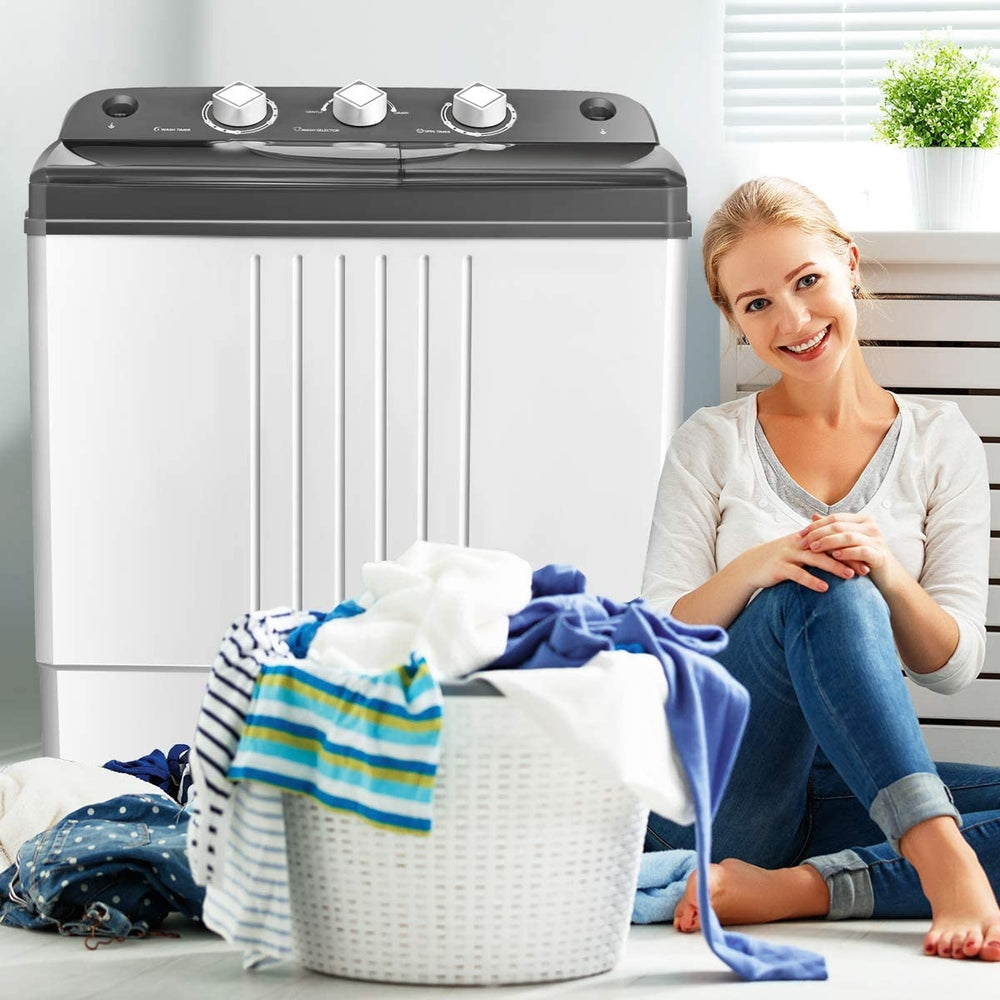 20 lbs Portable Semi-Automatic Twin-tub Washing Machine - Gallery View 1 of 11
