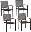 Set of 4 Outdoor Patio PE Rattan Dining Chairs with Powder-coated Steel Frame