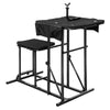 Foldable shooting bench featuring a sturdy adjustable height table and chair, designed for comfortable outdoor shooting.
