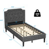 Linen twin upholstered platform bed with button-tufted headboard, 450 lbs capacity, ideal for stylish bedroom storage.