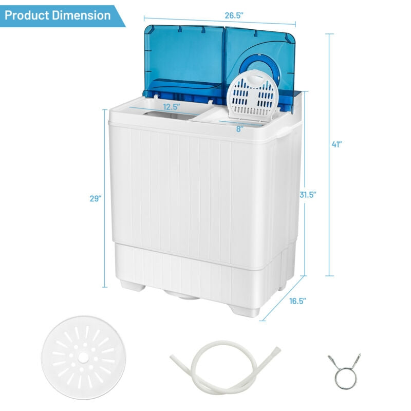 Costway Semi-Automatic Washer Dryer Machine Portable with Built-in Drain Pump New