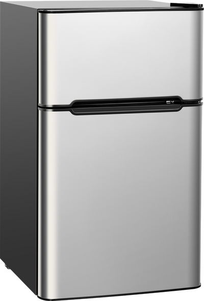 Costway Refrigerator Freezer Compact Stainless Steel 3.2 Cu. Ft New