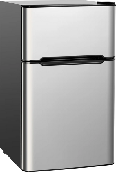Costway Refrigerator Freezer Compact Stainless Steel 3.2 Cu. Ft New