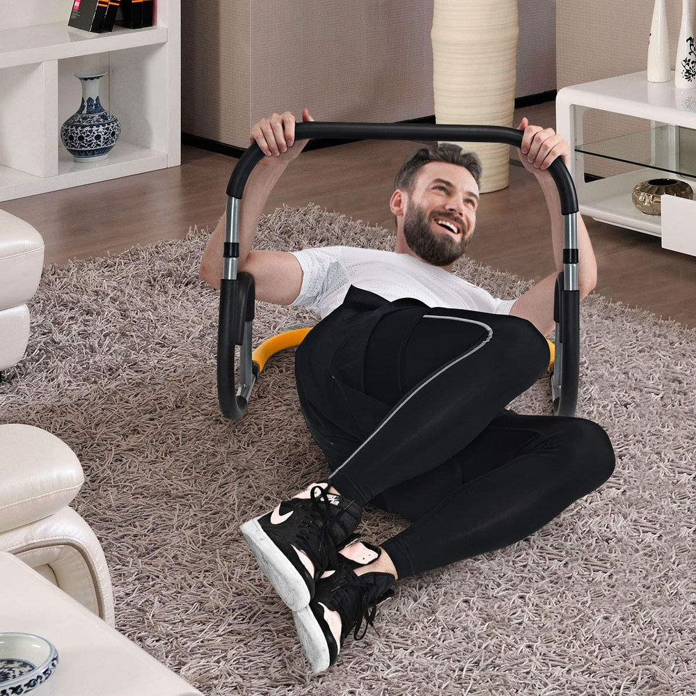 Portable exercise ab fitness crunch in use, featuring heavy-duty steel construction for home gym workouts.