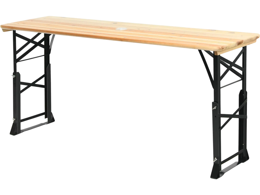 66.5 Inch Outdoor Wood Folding Picnic Table with Adjustable Heights