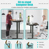 Electric height adjustable standing desk in black, featuring a spacious tabletop and memory controller for ergonomic.