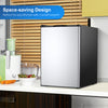 Compact upright freezer with stainless steel door, 3.0 cu ft capacity, ideal for small kitchen spaces.