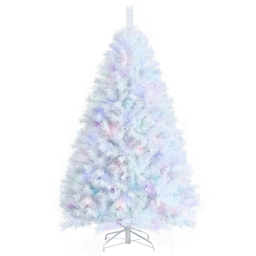 Iridescent white 6ft artificial Christmas tree with 792 branch tips, perfect for festive home or office decoration.