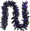 9 Feet Pre-lit Christmas Halloween Garland with 50 Purple LED Lights