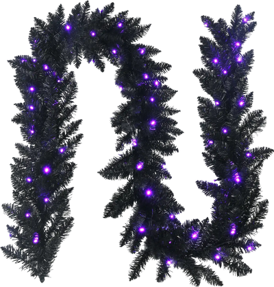 Costway 9' Pre-Lit Halloween Garland 50 Purple LED Lights 75840921 New