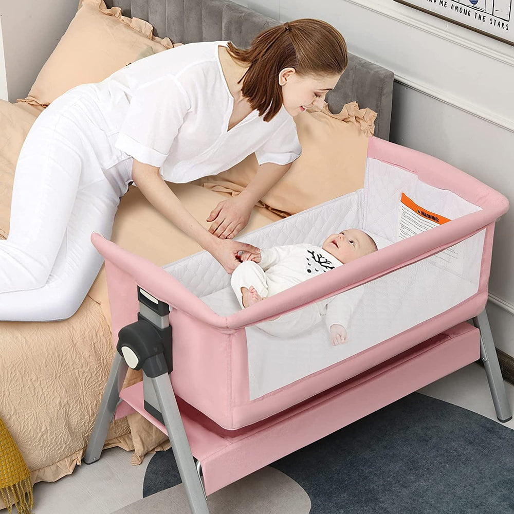 Portable Baby Bedside Sleeper with Adjustable Heights and Angle-Pink - Gallery View 1 of 10