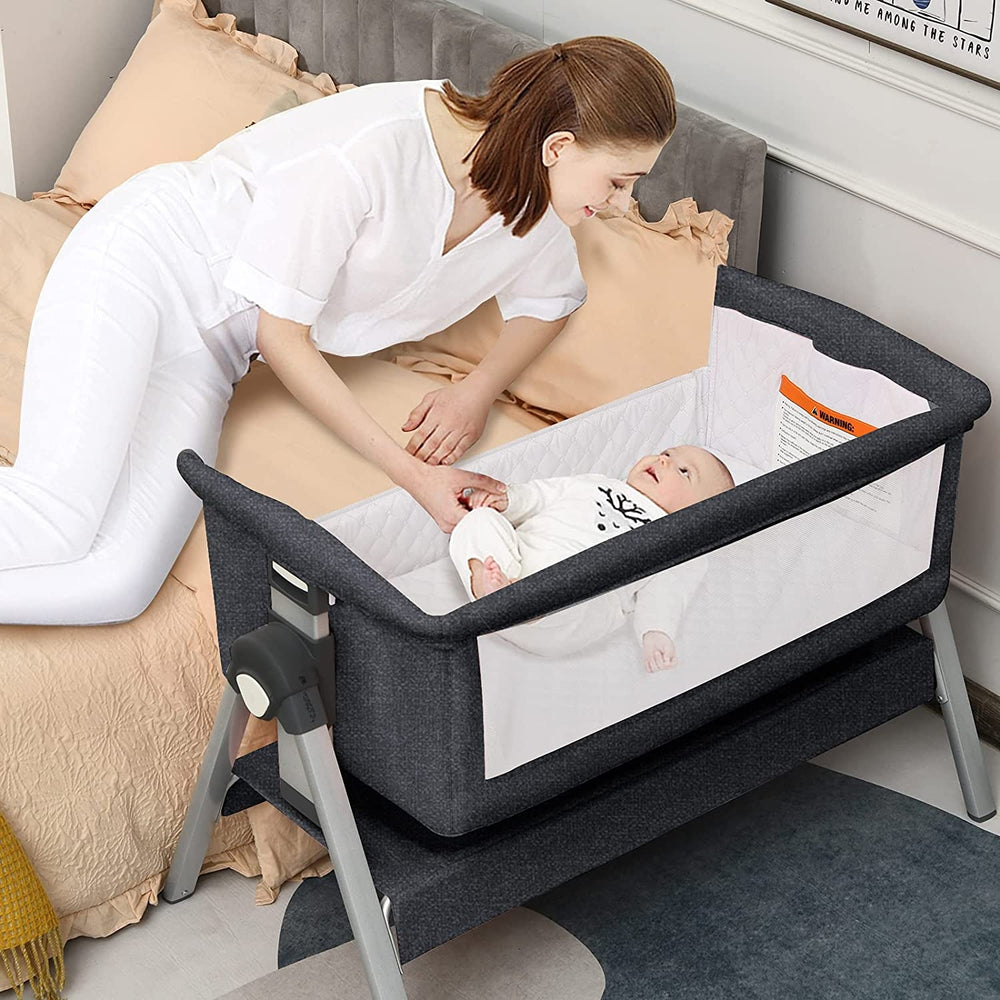 Portable Baby Bedside Sleeper with Adjustable Heights and Angle-Gray - Gallery View 1 of 10