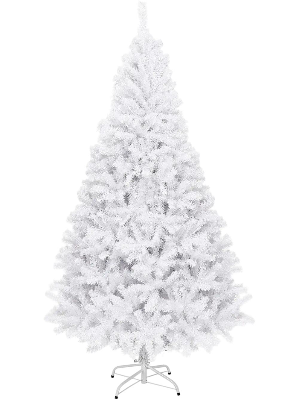 7.5 ft hinged artificial Christmas tree with realistic PVC material and sturdy metal stand, perfect for festive.