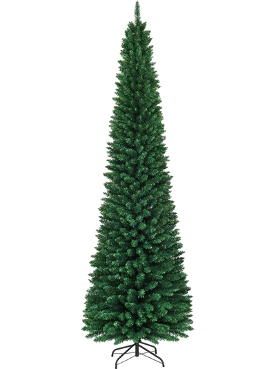 Costway Slim Pencil PVC Artificial Christmas Tree Metal Stand 56483920 New