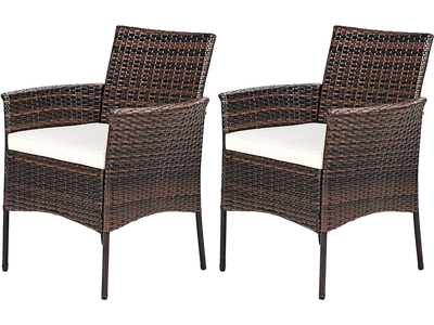 Costway 2pc Outdoor PE Rattan Armchairs w/ Removable Cushions 81049362 New