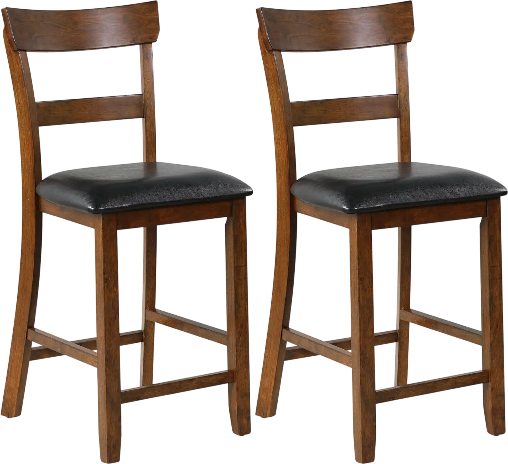 Costway Counter Height Bar Stools 2-Pc Leather Seat Rubber Wood 13425879 New