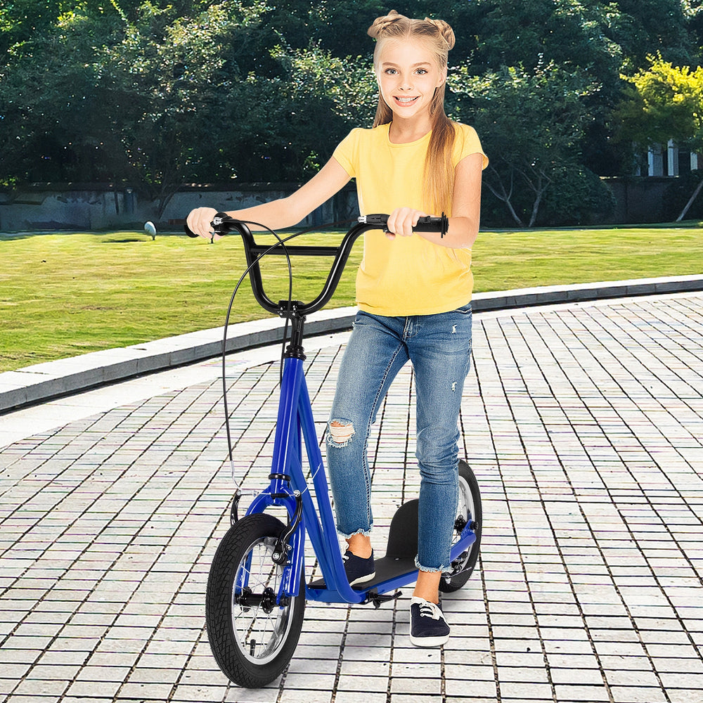Height Adjustable Kid Kick Scooter with 12 Inch Air Filled Wheel-Navy - Gallery View 1 of 11