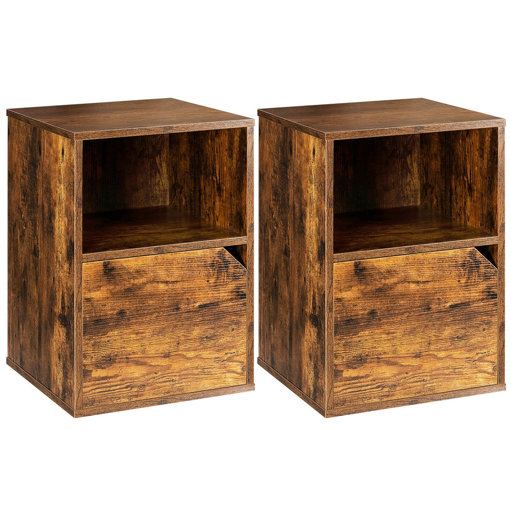 Set of 2 Nightstands Side End Table for Living Room-Brown - Gallery View 1 of 11