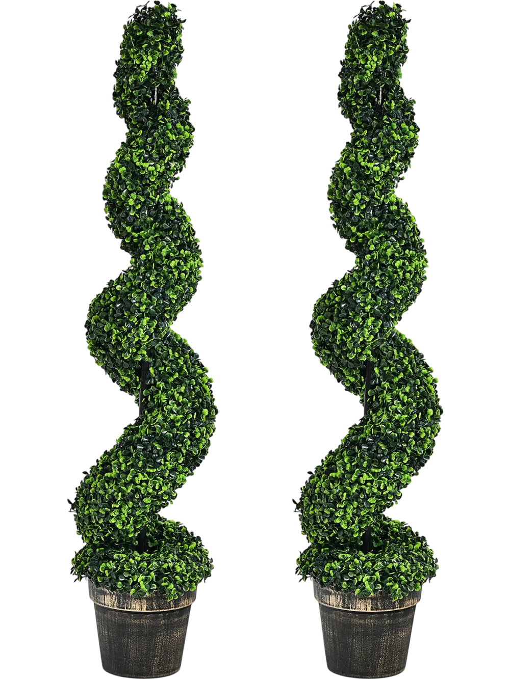 2 Pack 4 Feet Artificial Spiral Boxwood Topiary Indoor Outdoor Decor