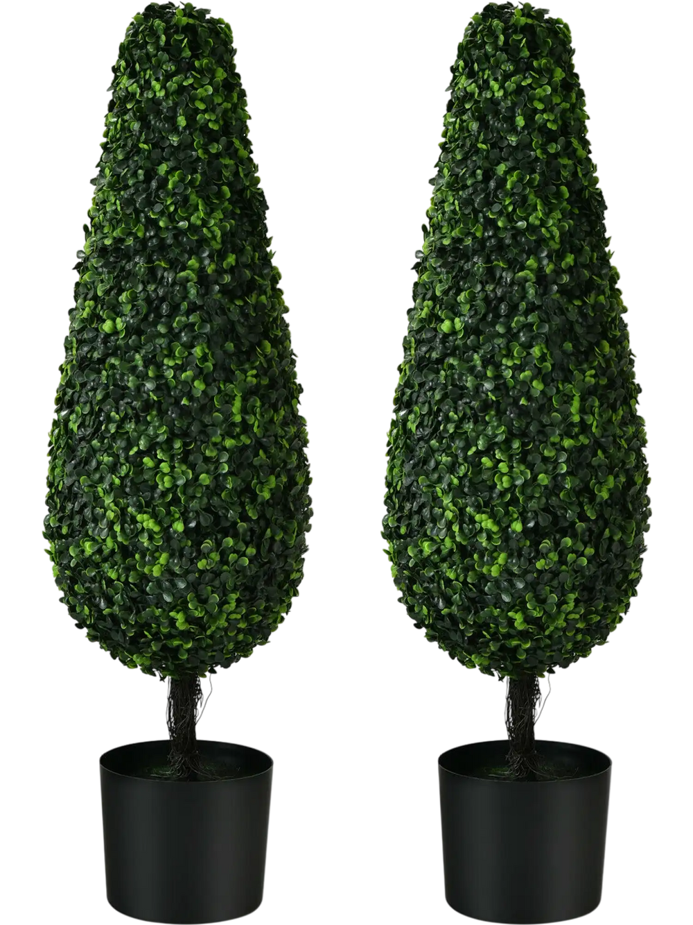 2 Pack 3 Feet Artificial Tower UV Resistant Indoor Outdoor Topiary Tree