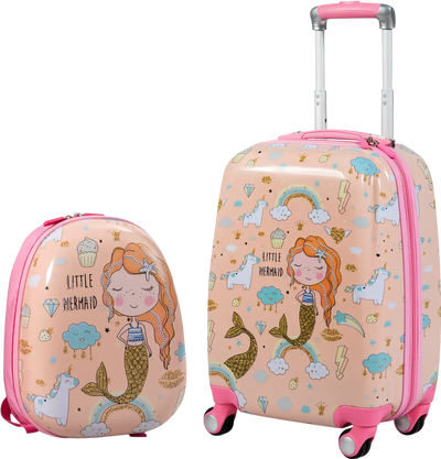 Costway 2-Piece Kids Luggage Set Backpack Suitcase 12
