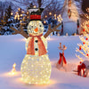 Lighted snowman decoration with 80 warm LED lights, waterproof tinsel, and anti-rust frame for festive indoor/outdoor.