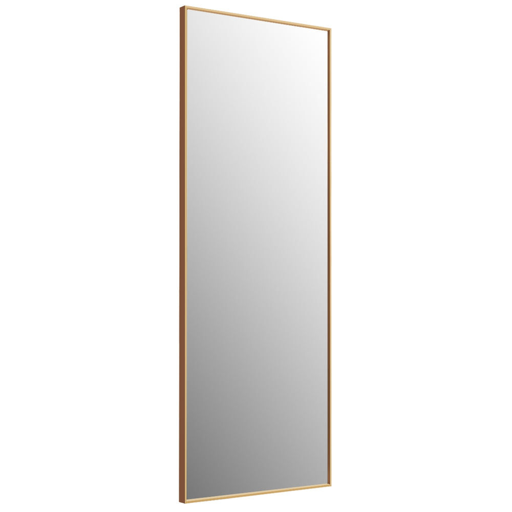 Full-length 59-inch rectangle mirror with a golden aluminum alloy frame, ideal for bedroom or entryway decor.