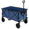 Outdoor Folding Wagon Cart with Adjustable Handle and Universal Wheels-Navy - Gallery View 1 of 10