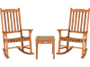 3 Pieces Eucalyptus Rocking Chair Set with Coffee Table 