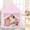 Large pink kids play tent with solid wood frame and soft mat, perfect for indoor and outdoor playtime.