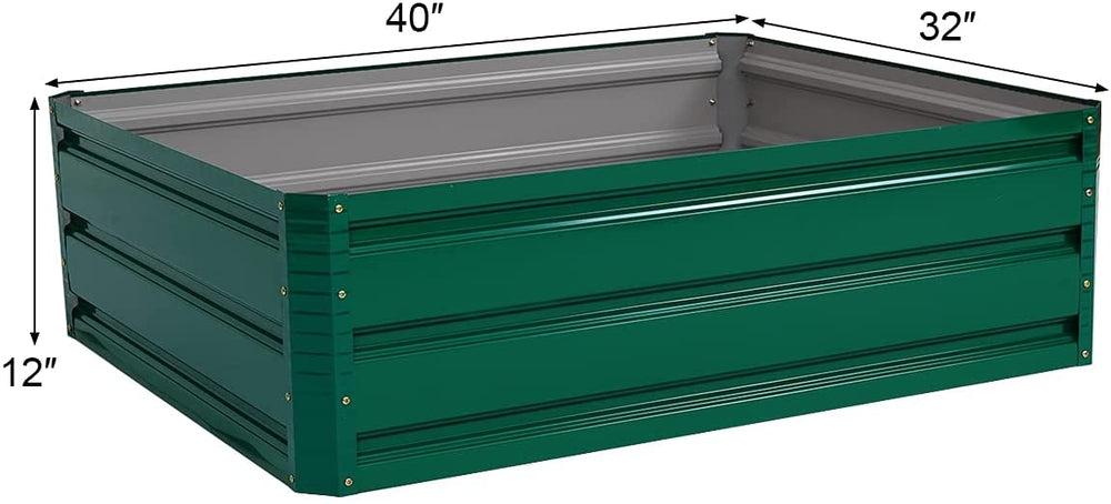40" x 32" green metal raised garden bed for planting vegetables and flowers, durable, low-maintenance, and easy to.