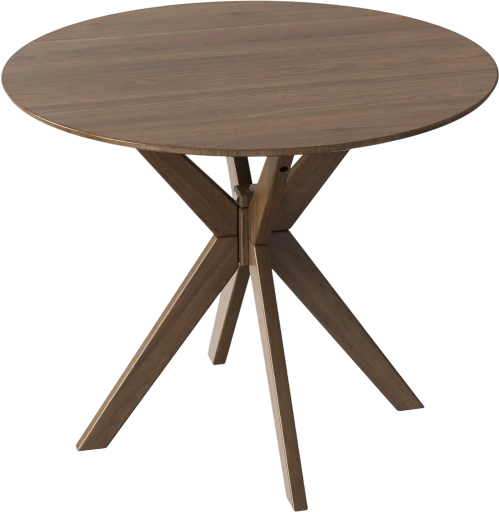 36 Inch Round Wood Dining Table with Intersecting Pedestal Base